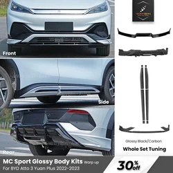 For BYD Atto 3 Yuan Plus 2022-2023 Body Kits MC Style Bumper Lip Rear Diffuser Side Skirt Spoiler Glossy Carbon Black Tuning