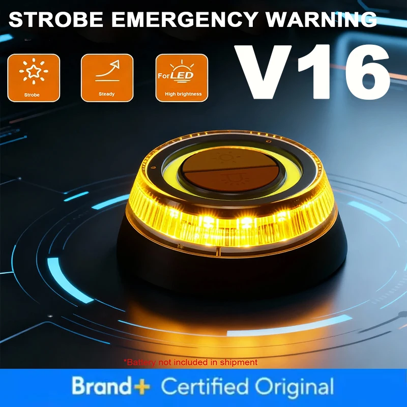 

Автомобильный светодиодный аварийный фонарь V16 (2026) с магнитной индукцией, стробоскоп, сигнальная лампа для дорожных происшествий, аксессуар для безопасности