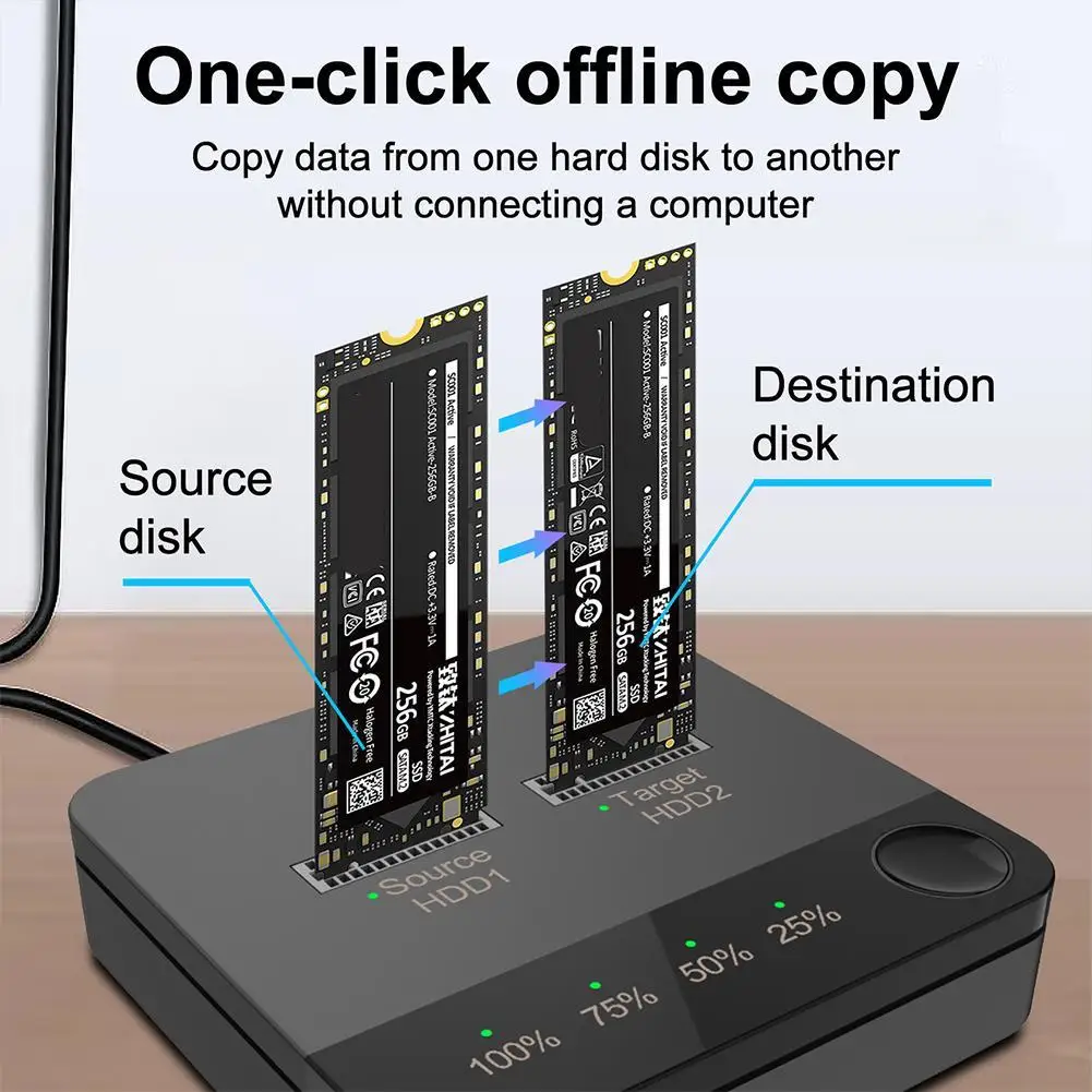 Imagem -03 - Usb 3.1 M.2 Sata Dual-bay Ssd Dock Station Clone Estado da Unidade Leitor Sólido Offline M.2 Bandeja Dupla 2023