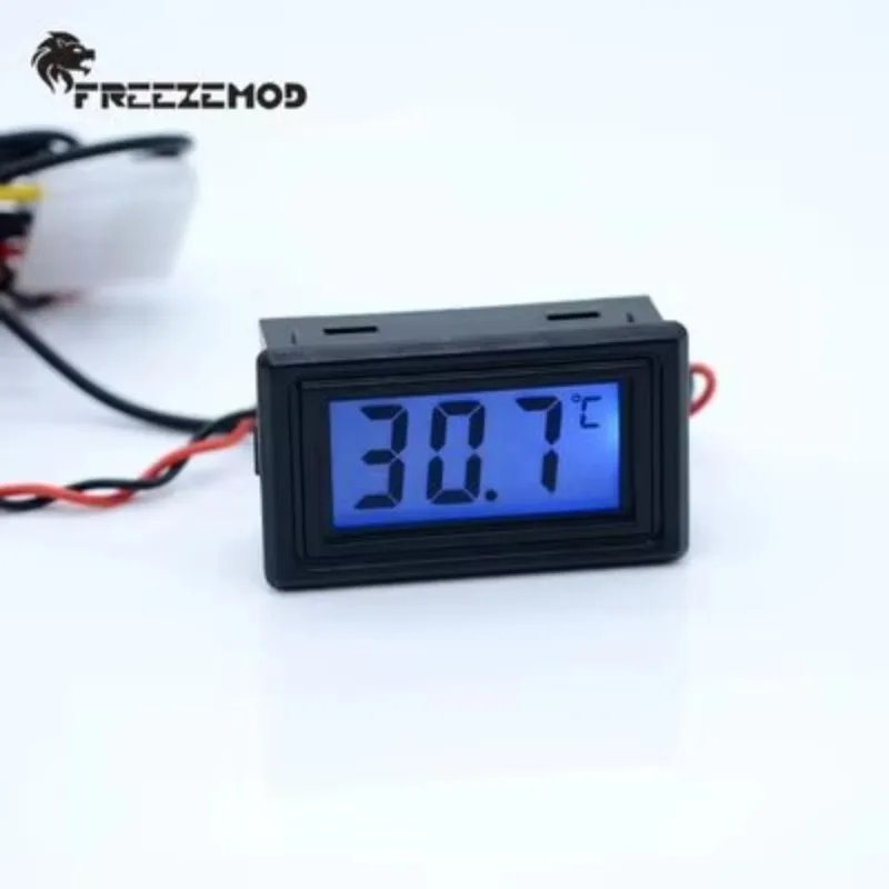 FREEZEMOD WDXS-DT Brass Materials Digital Thermometer With Temperature Sensor Sealing Lock Computer Water Cooling. 5V-24V
