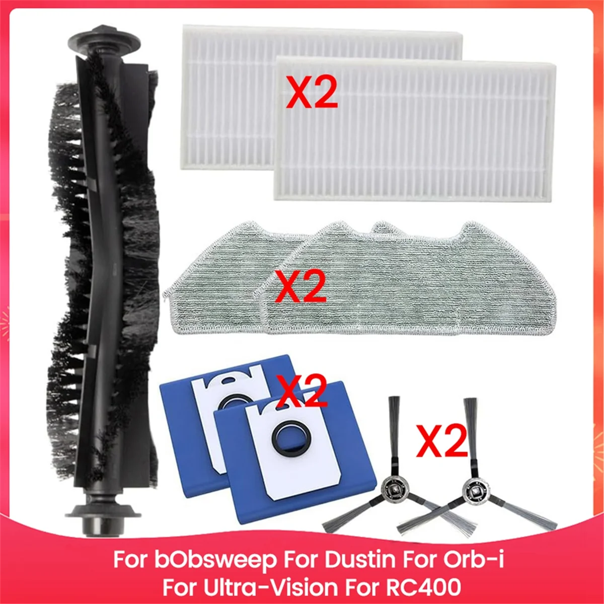 สูญญากาศเปลี่ยนชิ้นส่วนชุดสําหรับ BObsweep สําหรับ Dustin สําหรับ Orb-I สําหรับ Ultra-Vision สําหรับ RC400, เครื่องดูดฝุ่นอุปกรณ์เสริม