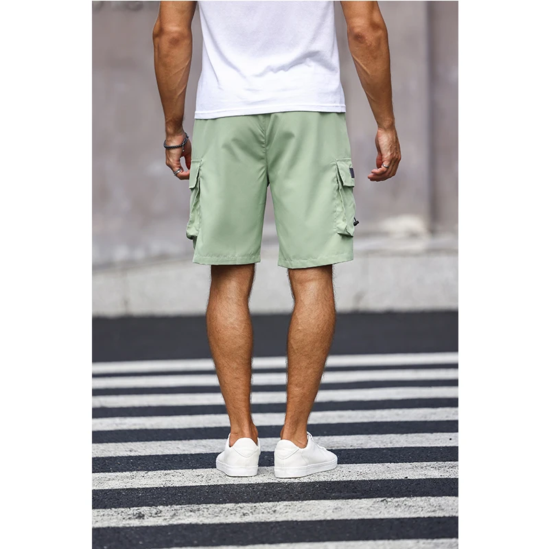 Multicolor Pocket Drawstring Cargo Shorts Men\'s Solid Color Pants