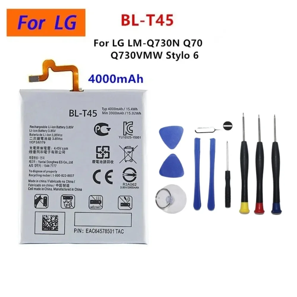 Large Capacity New 4000mAh BL-T45 3.85V Battery for LG LM-Q730N Q70 Q730VMW Stylo 6 LM-K500 LM-Q510N Mobile Phone Batteries