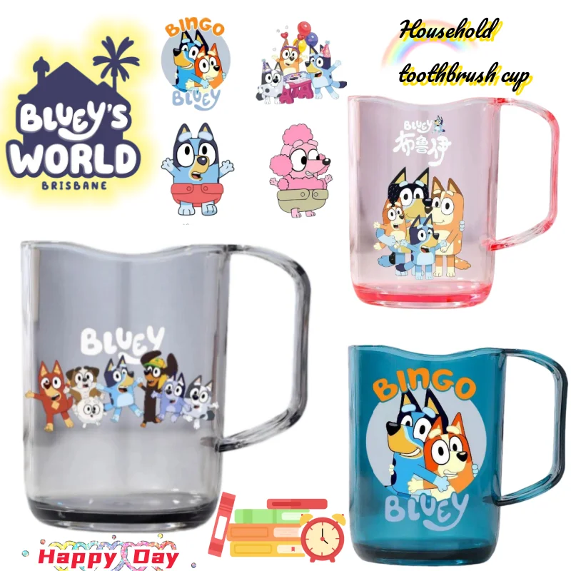 

Новая креативная пластиковая чашка для полоскания рта Bluey Bandit Stripe Chilli с мультяшным дизайном для мальчиков и девочек, домашняя, ударопрочная, с ручкой и щеткой