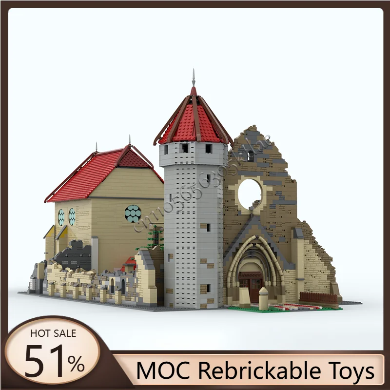 

8440 PCS MOC Medieval The ruin of Carta Monastery Diorama Building Block Retro Architecture Model Display Toy Kids Birthday Gift