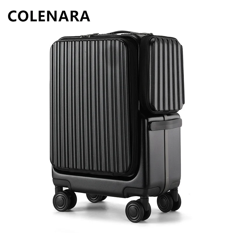 

COLENARA Cabin Luggage PC Front Opening Boarding Box USB Charging Trolley Case Zipper Password Box with Wheels Rolling Suitcase