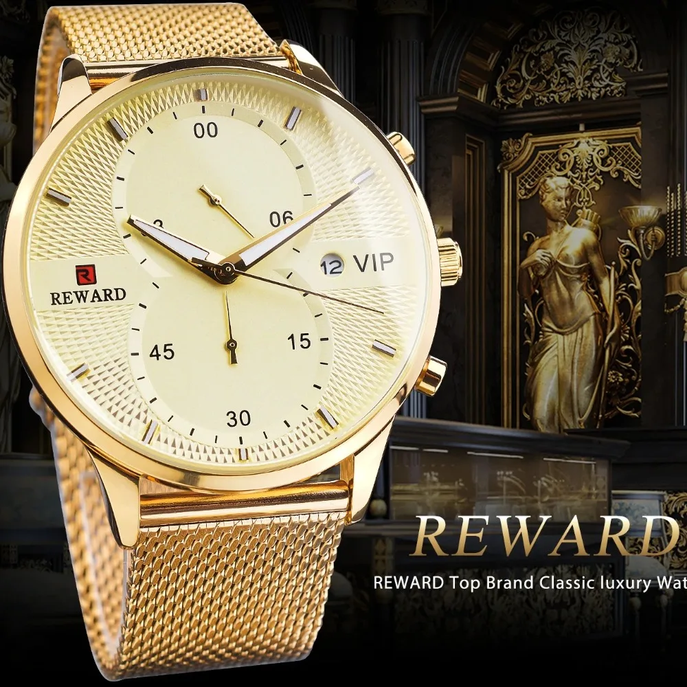 

REWARD 82001M Business Quartz Fashion Men's Watch Steel Strip Watch Luxury Calendar Watches for Men Relogios Masculino Часы
