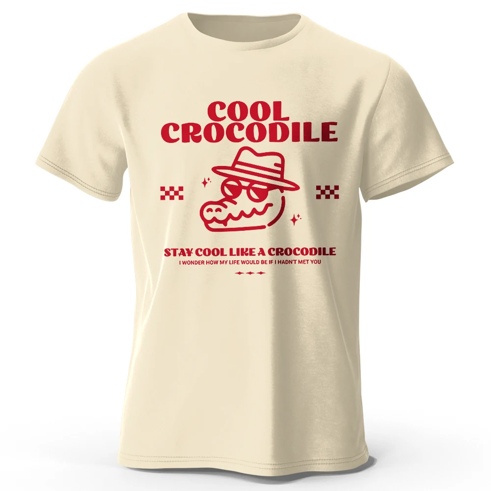 Cooles T-Shirt mit Krokodildruck, 100 % Baumwolle, übergroße Reptilien-Grafik-T-Shirts für Männer und Frauen, Sommer-Tops, Swamp Streetwear