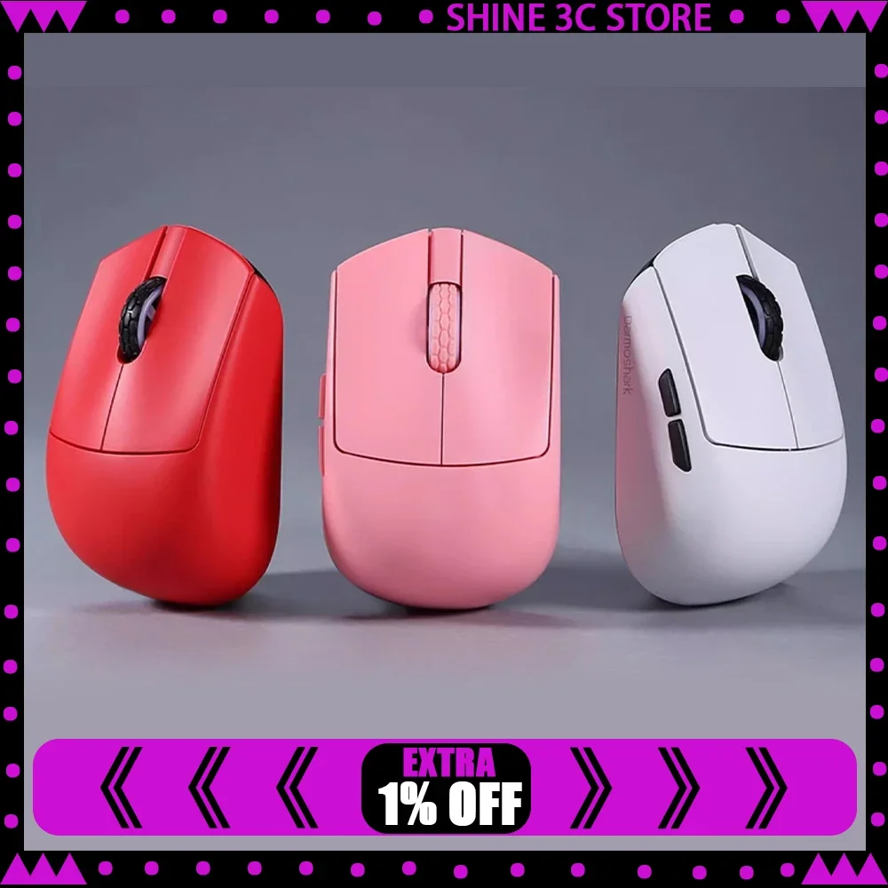 Mouse Gamer Darmoshark M5PRO com Sensor Óptico Flagship 3395, Taxa de Retorno de 8KHz, Mouse Sem Fio com Três Modos de Conexão para Acessórios de PC
