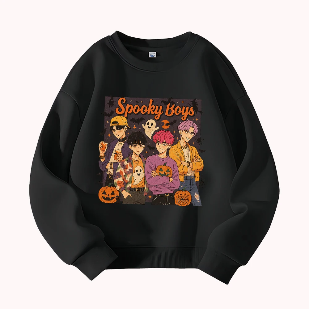 سويت شيرت جرافيك للأولاد المخيف للهالوين للرجال كاجوال برقبة دائرية وطبعة شبح اليقطين وأكمام طويلة #3