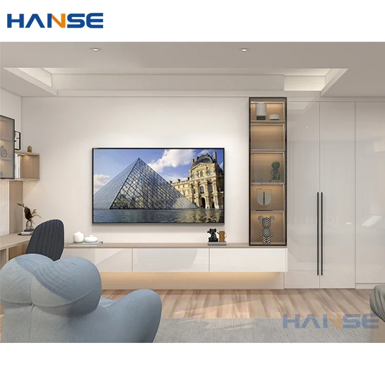 

Modern home hotel sitting room furniture designs luxury bedroom high gloss white wall units tv cabinets for living room
