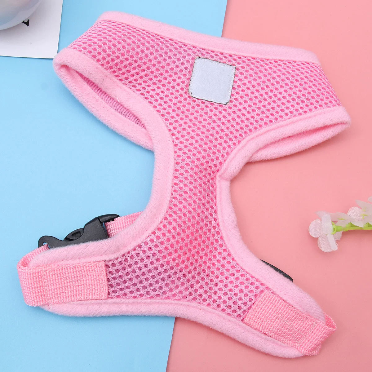 

Dog Harness Adjustable Mesh Adjustable Dog Harness Chest Strap No-Choke Design For Small Dogs Walking Pink