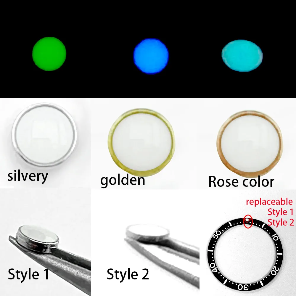 Green/Blue/Luminous Pip Suitable For Bezel Insert Lume Pip 12 Clock Scale Watch Bezel Luminous Pearl Replace Parts Watch Parts