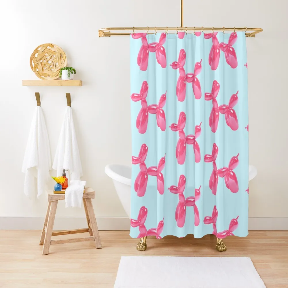 Pink Balloon Dog Shower Curtain Modern Showers For Bathroom Anime Bathroom Set For Bathroom Modern Accessories Curtain