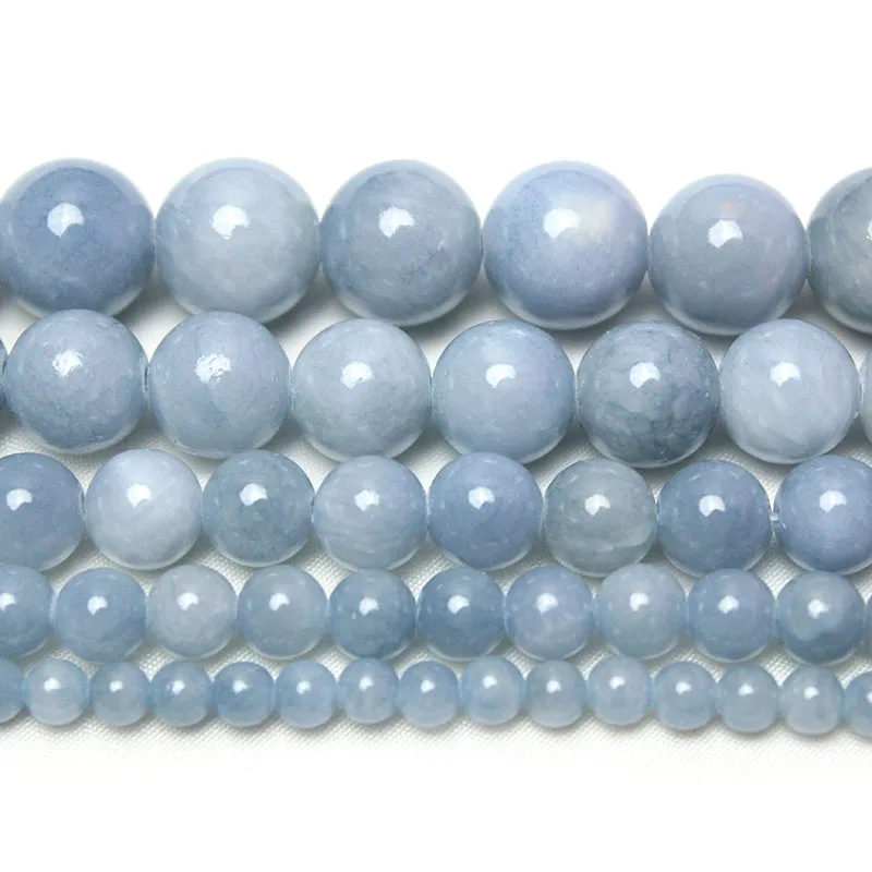 Natural Stone Blue Yellow  Jades Beads Round Loose Beads For Jewelry Making 15