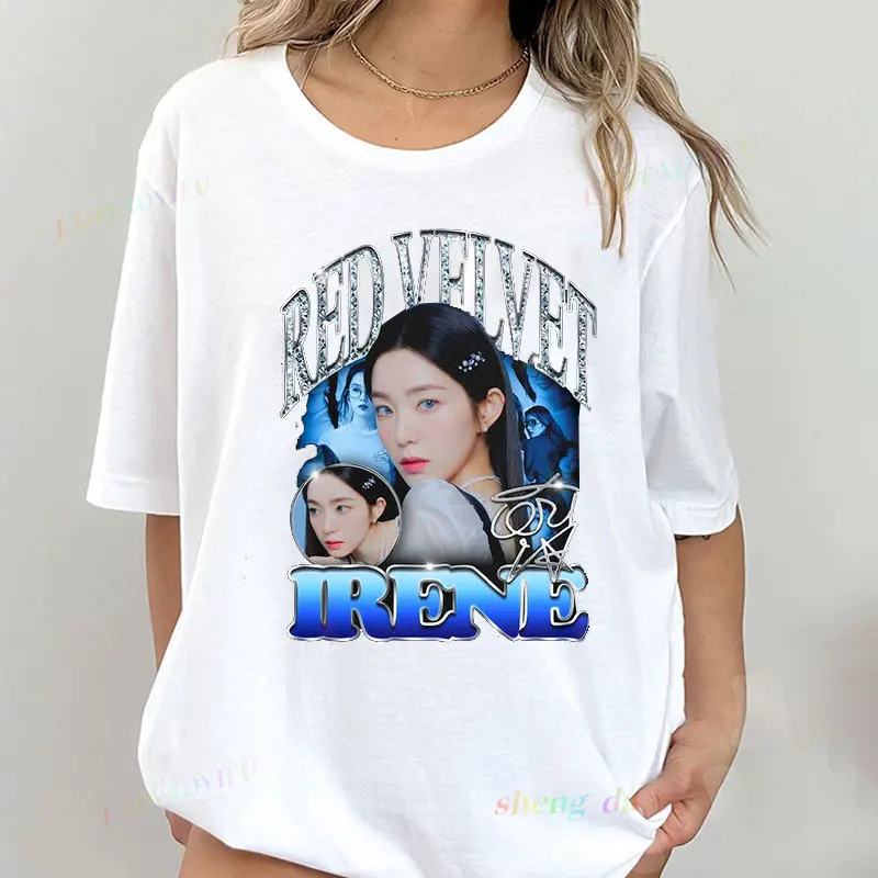 Pure Cotton Short Sleeve Shirts Playera Red Velvet Rap Kpop Fashion T-shirt Joy Irene Fans Gift Reveluv Y2K Unisex Tee Top