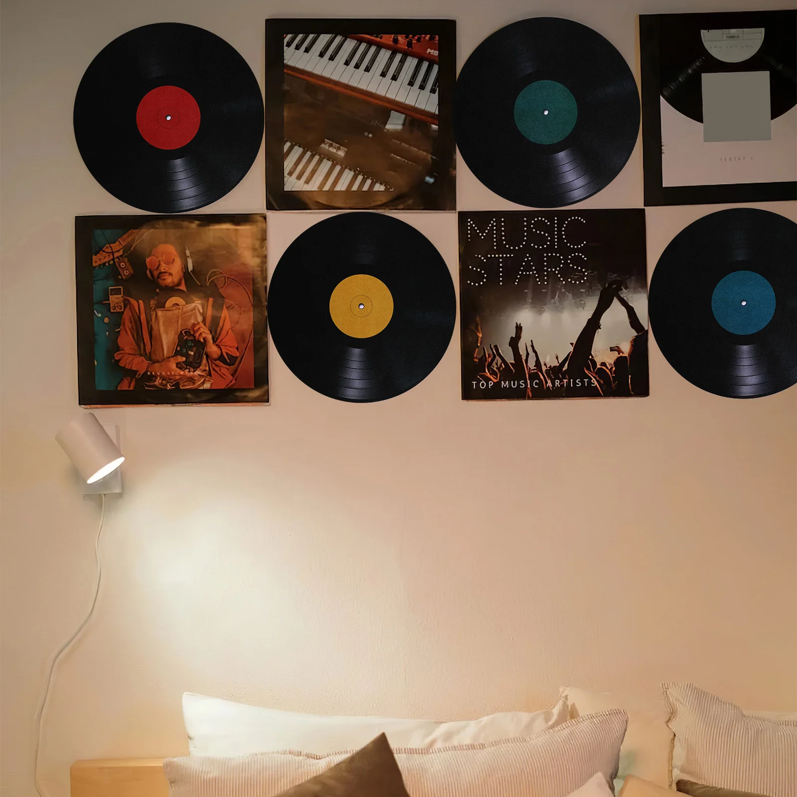 

8Pcs Vinyl Record Wall Stickers Retro Decorative Decals Artistic Home Cafe Bar Bedroom Living Room Aesthetic Vintage