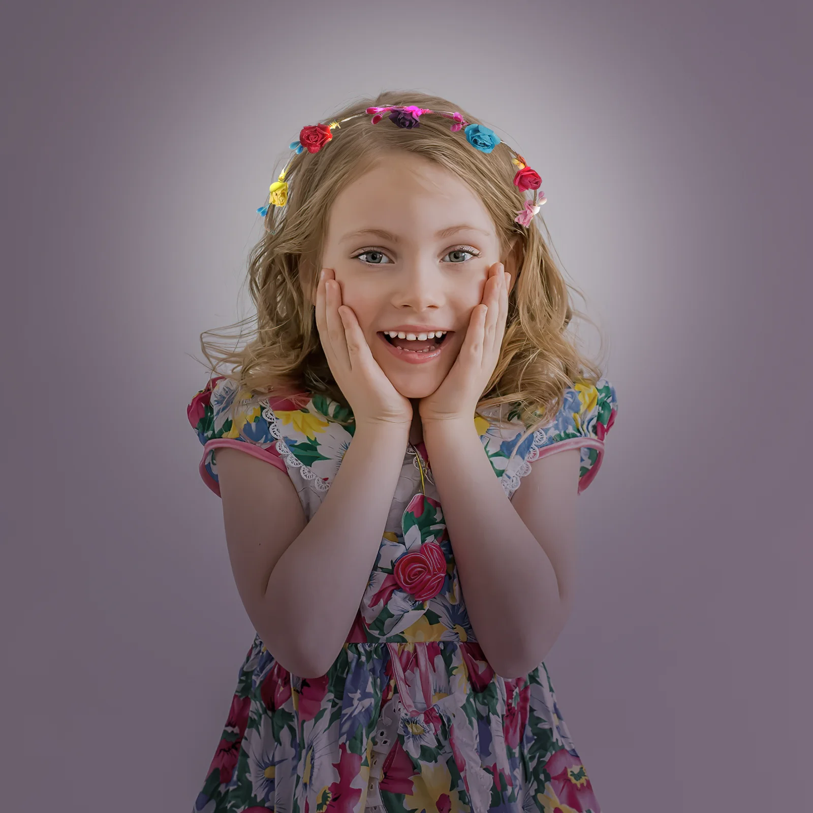 

4pcs LED Flower Headband Colorful Adjustable Diameter Toys Kids Adults Vacations Beach Parties Warm White Batteries