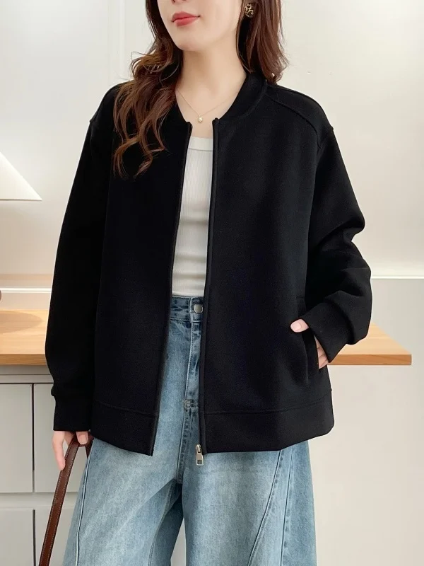 plus Size Women's Baseball Jacket Loose Casual Sweatshirt Open Cardigan Top Korean Style Slimming Autumn 2025 Fashion