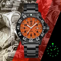 ADDIES-reloj militar luminoso para hombre, accesorio de lujo, resistente al agua hasta 50M, de cuarzo, de nailon 316, inoxidable, naranja