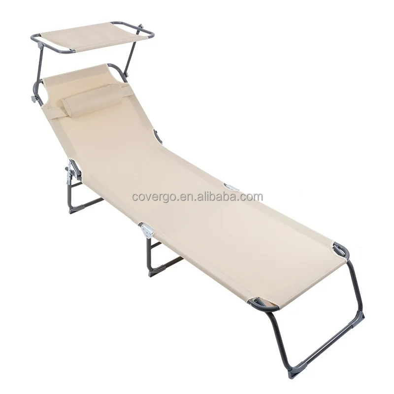 

Custom Outdoor Beach Chairs Aluminum Camping Folding Bed Portable Garden Beach Chair With Canopy
