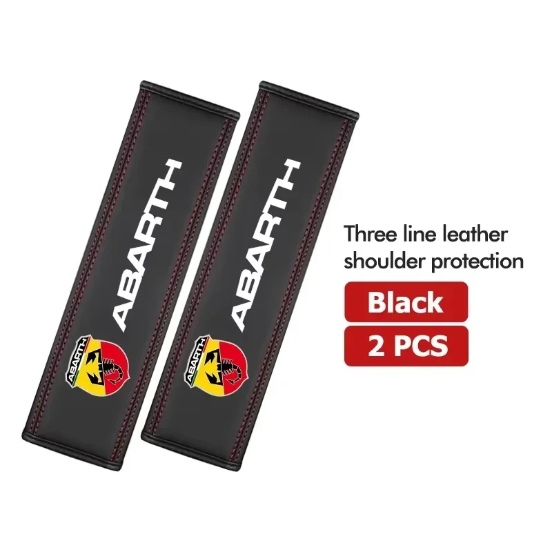 Leather Car Seat Belt Shoulder Pad Safety Belt Cover Protector Interior Accessory For Abarth 500 595 695 124 Spider 500e