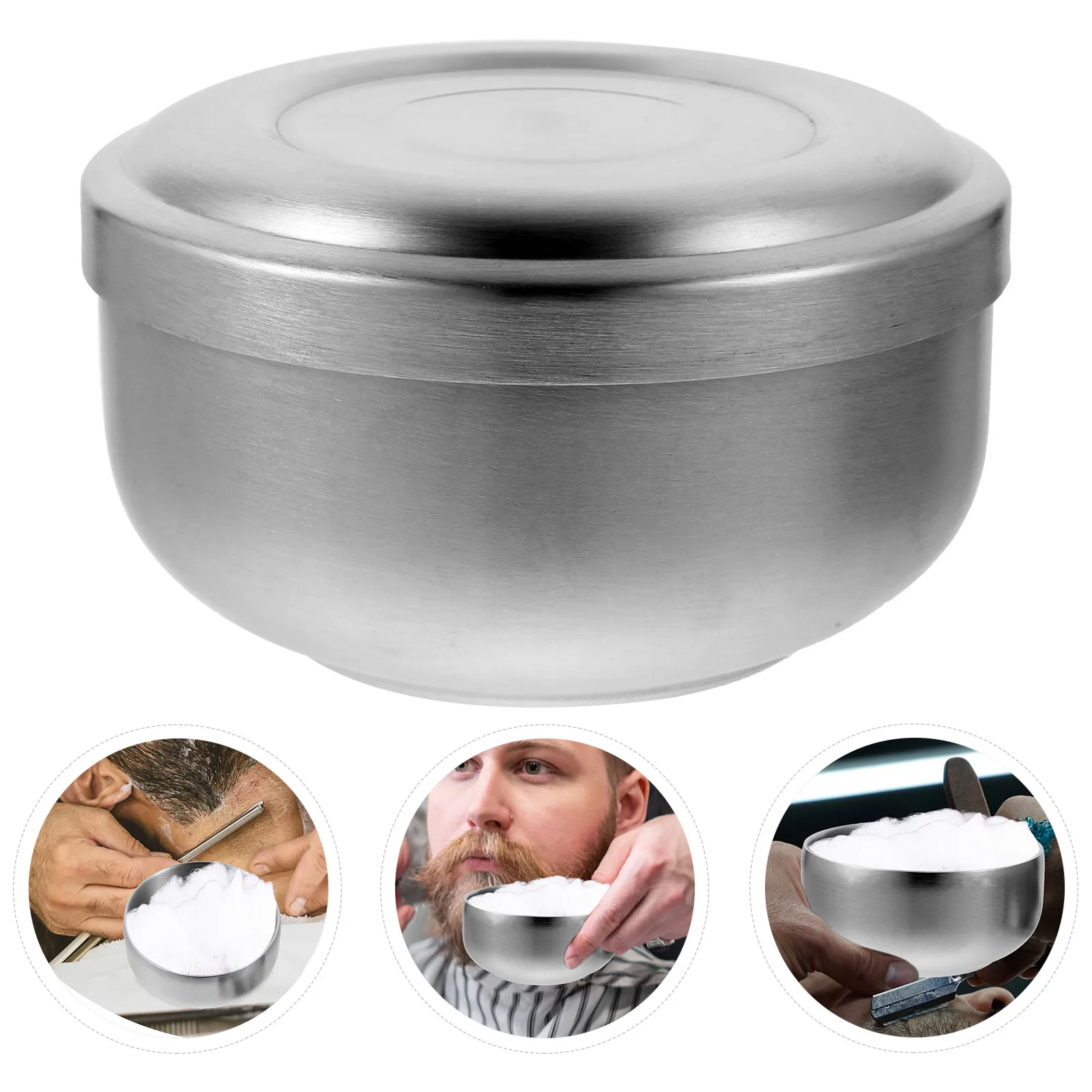 

Premium Men Bowl Stainless Steel Compact Durable Shaving Soap Container With Lid For Home Barber Shop Grooming Gift Shaving