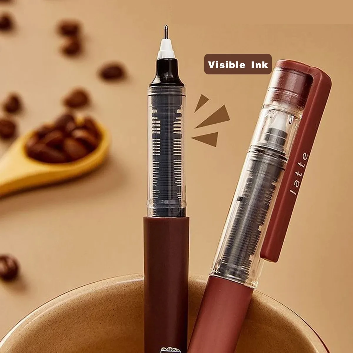 Pack of 6 Brown Gel Pens - 0.5mm Tip, Quick-drying Ink, Large Capacity, Suitable For Signature Writing