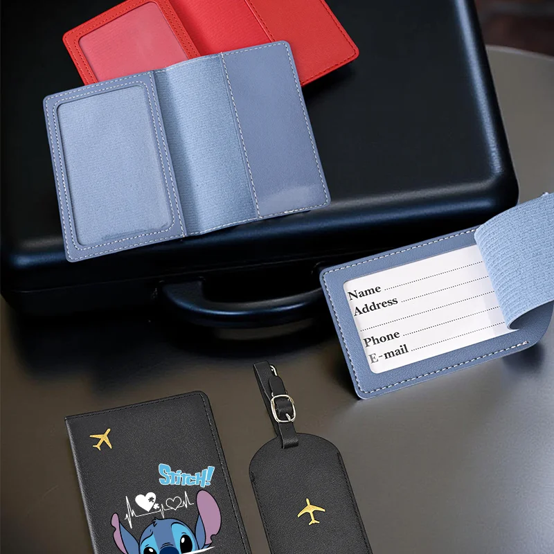 ซองใส่พาสปอร์ตแบบเย็บ, ชุดซองใส่พาสปอร์ตและป้ายติดกระเป๋าเดินทาง, อุปกรณ์เสริมสำหรับการเดินทางทำจากหนัง PU สำหรับผู้หญิงและผู้ชาย