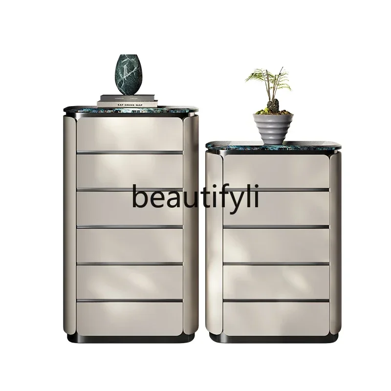 

CC Italian minimalist five-bucket locker, storage against the wall, high-end light luxury marble solid wood cabinet