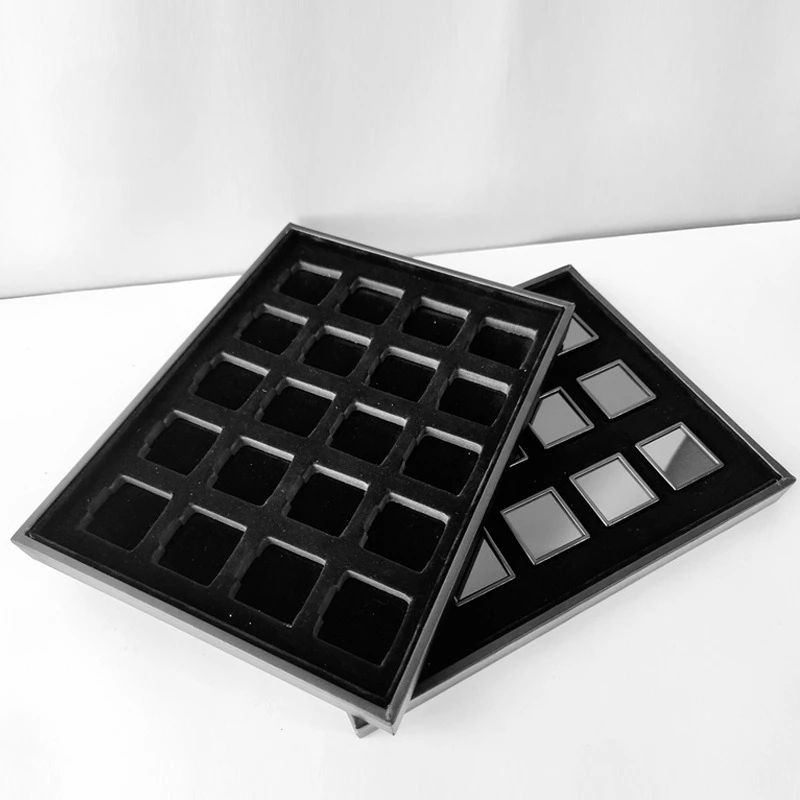 

Acrylic Square Plastic Jewelry Ring Face Plate Naked Stone Box Display PU Leather Tray Color Treasure Box Sample Box Storage