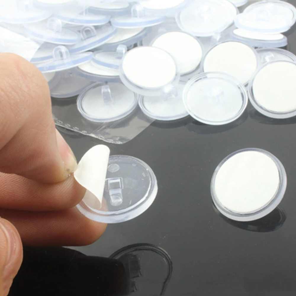 

2cm Round Transparent Strong Hook Self Adhesive Seamless Flag Hooks Ceiling Wall Storage Home Organization