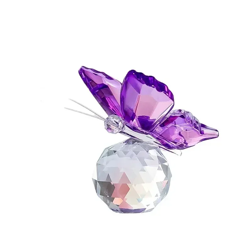 

Crystal Butterfly with Ball Figurine Elegant Glass Craft Home Wedding Decoration Table Ornaments Gift Figurines & Miniatures