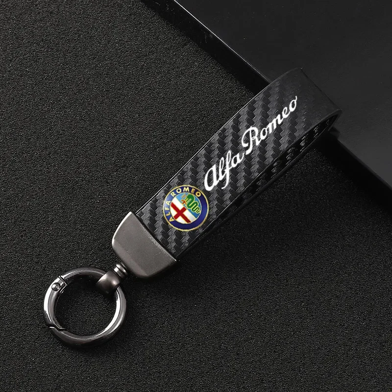 Leather car keychain Horseshoe Buckle Jewelry for Alfa Romeo 159 147 156 166 Giulietta Giulia Mito Spider