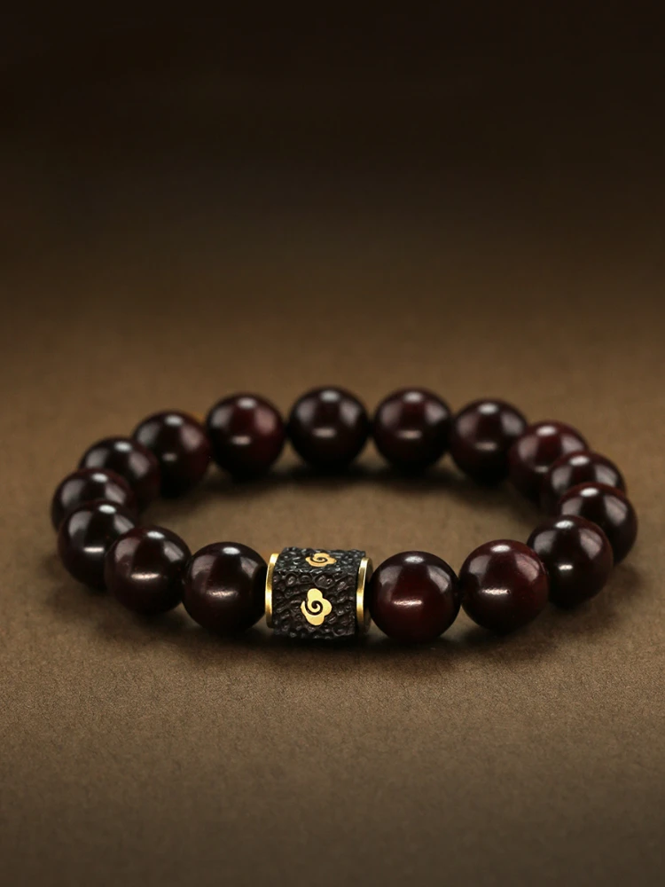 Bracelet Pure Natural Material Solid Wood Men's and Women's Same Buddha Beads Collectable Retro Chinese Couple Accessories 1Pc