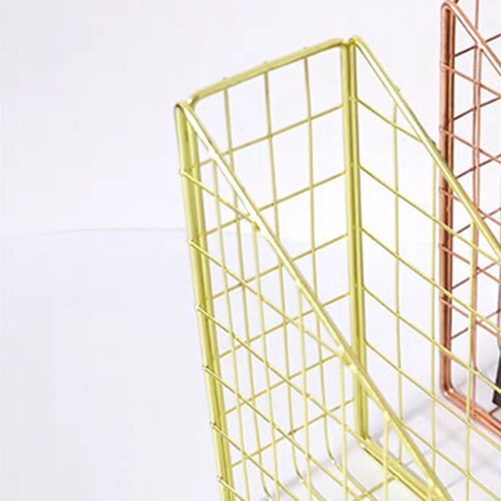 

File Organizer Desktop Storage File Metal Storage Basket Basket For Books Magazines Files Home Office School Decoration Golden