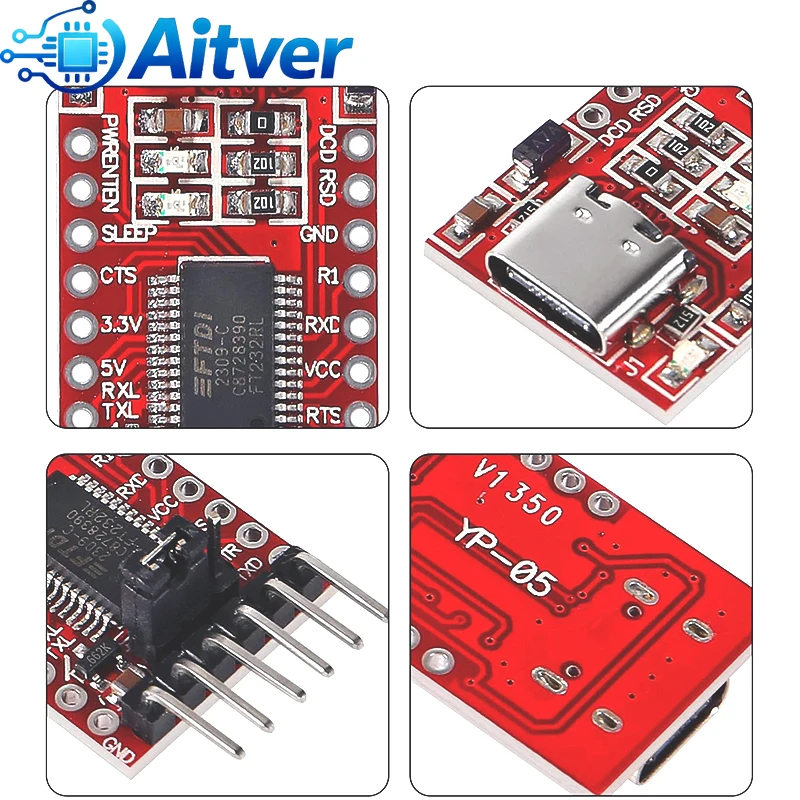 FT232RL CH340N Type C USB to TTL UART Module 3.3V 5V Serial Adapter with Dupont Cable for Arduino ESP32 ESP8266 STM32