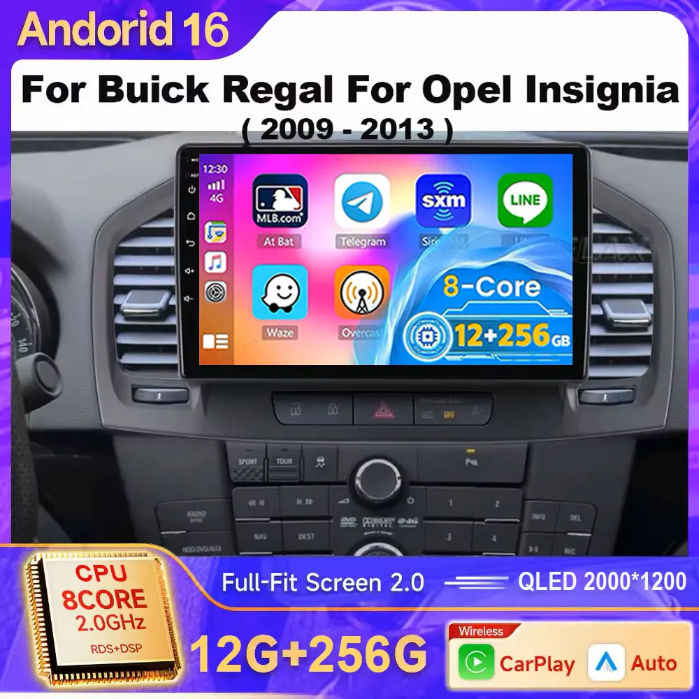 Android 16 For Buick Regal Opel Insignia 2009 2010 2011 2012 2013 Car Radio Multimidia Player Stereo GPS BTCarplay AutoWIFI+4G