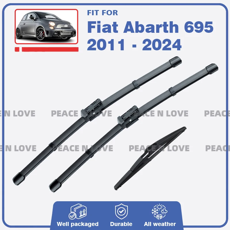 Front & Rrar Wiper Blade For Fiat 500 Abarth 695 Hatch 2011 - 2024  Windshield Brushes Windscreen Window Cutter Accessories