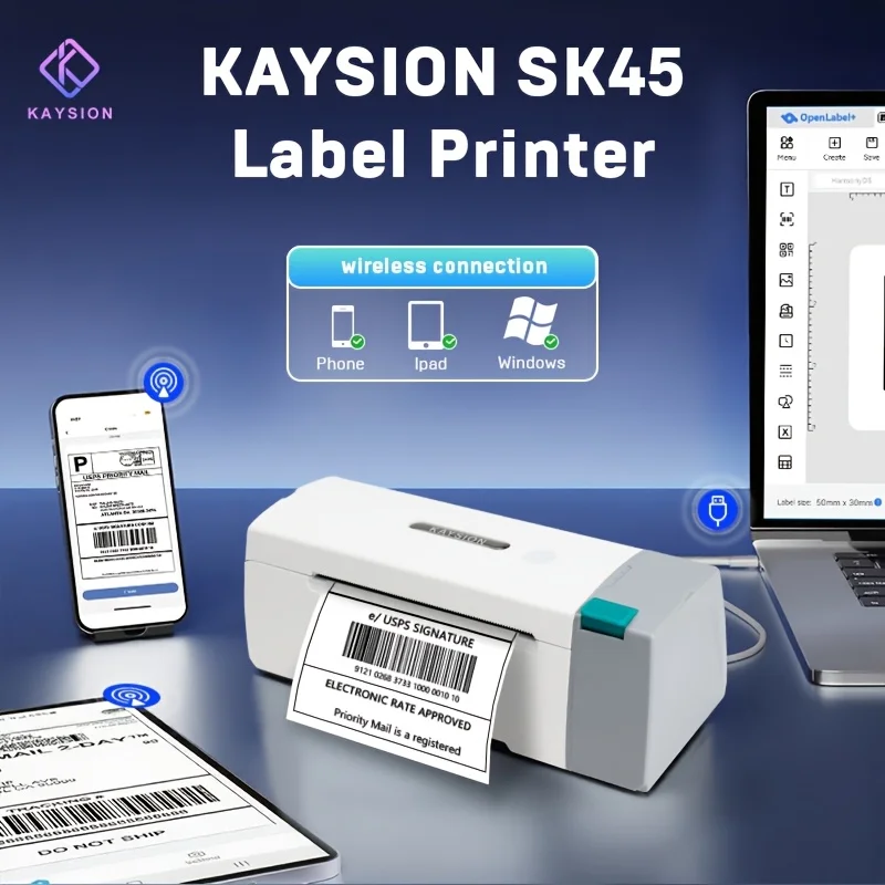 

KAYSION SK45 Thermal Label Printer Portable Compact Printer for Shipping, Package & Logistics Tags