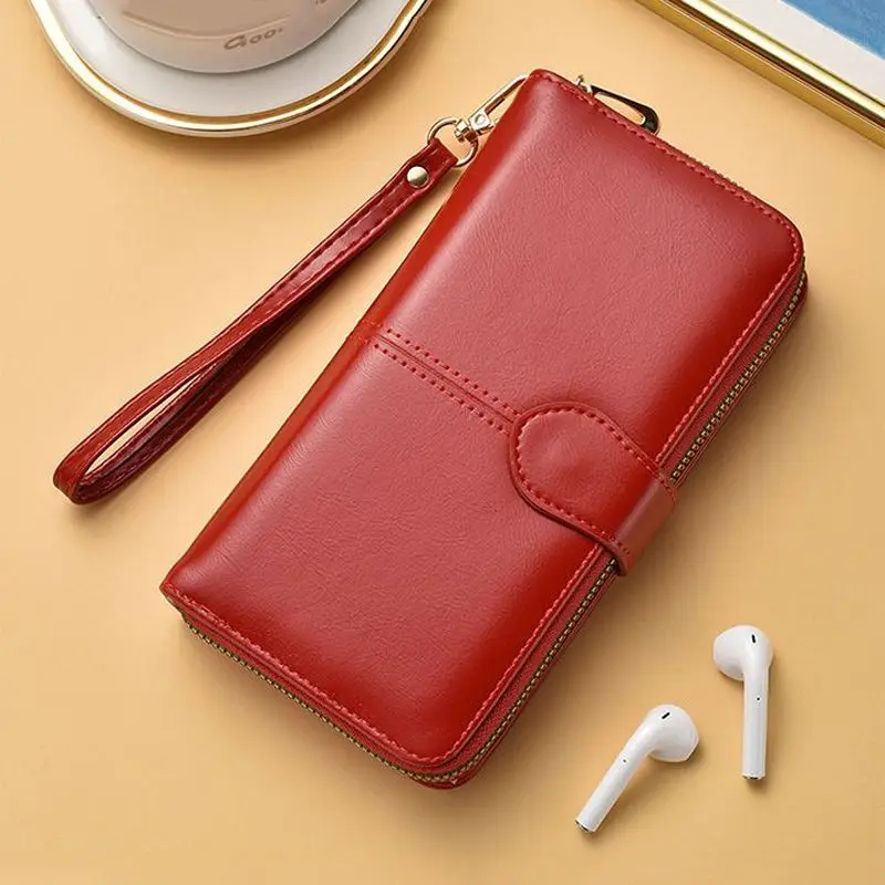 Fashion Long Zipper Wallet For Women Multi Card Slots Large Capacity Wristlet Purse Coin Pocket ID Card Window Ladies Daily Bag