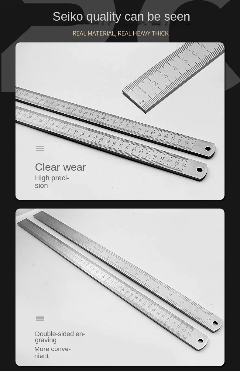 Dual-Purpose Stainless Steel Ruler -50cm / 20inch Professional Measuring Tool & Emergency Window-Breaking Lifesaver