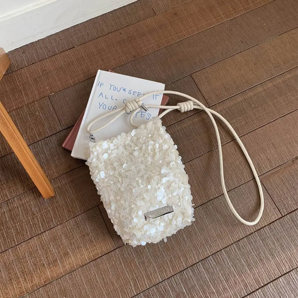 Portable Blingbling Sequin Crossbody Bag Large Capacity Cute Glitter Bag Handbag Cloth Messenger Bag Streetwear