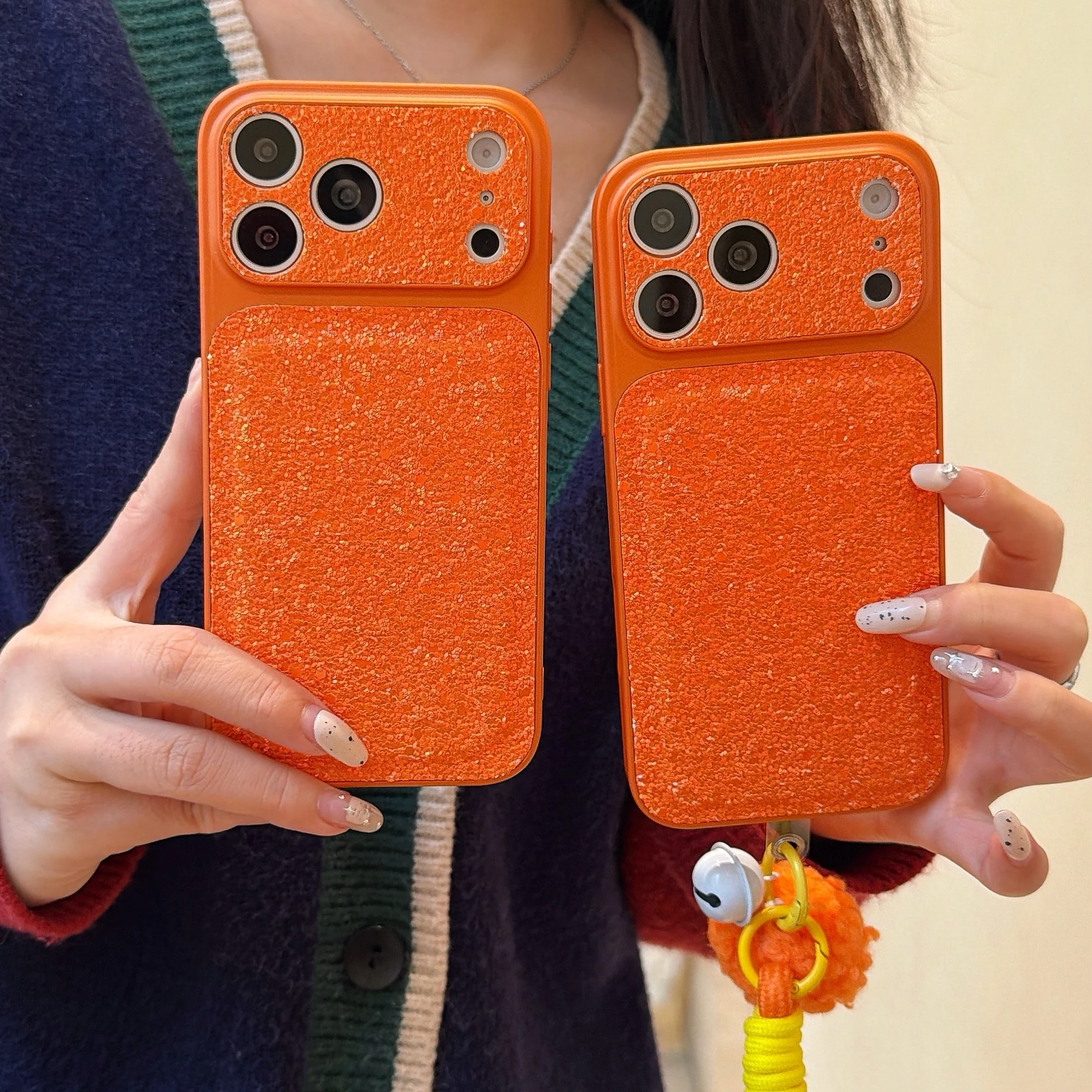 Luxury Drum wrap adhesive TPU Phone Case for iPhone 17 16 15 14 Pro Max 17Pro Protective orange Shockproof Cover