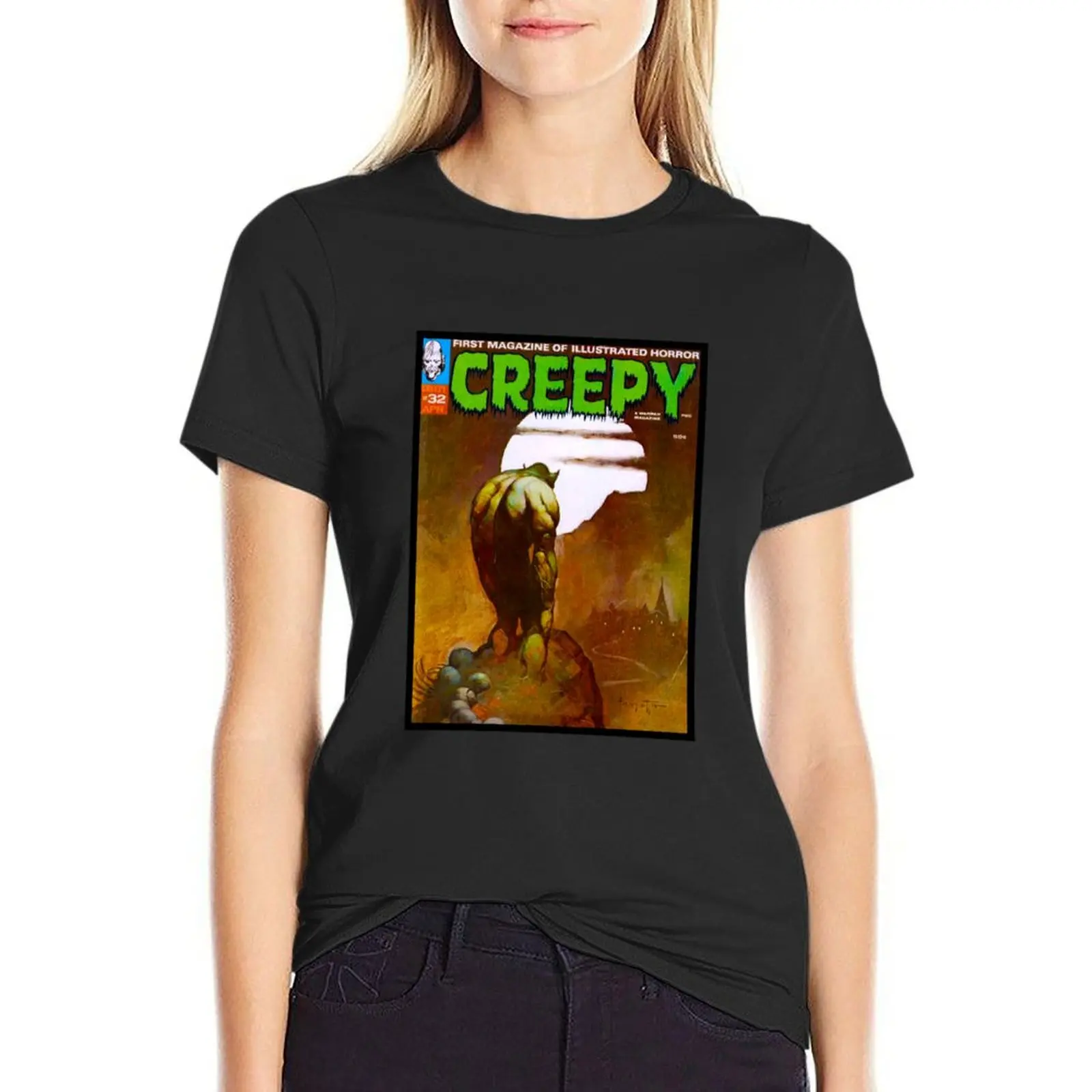 OH MY! ANOTHER GREAT VINTAGE CREEPY #32 MAGAZINE COVER! T-Shirt oversized sublime t shirts for Women loose fit