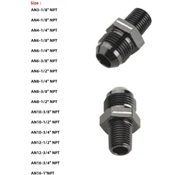 Black Straight AN Flare Male to NPT Male Adapter Thread Fuel Oil Air Hose Fitting Car Auto Accessories Bare AN4 AN6 AN8 AN10AN12