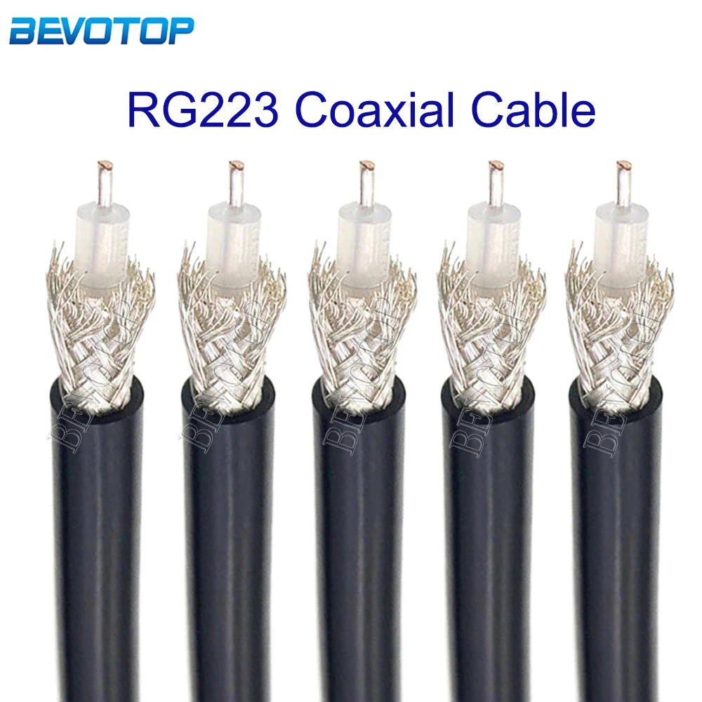 1M-200M Black RG223 RG-223 Double Shielded 50-3 Low Loss 50 Ohm High Quality RF Coaxial Cable Jumper Wire Cord