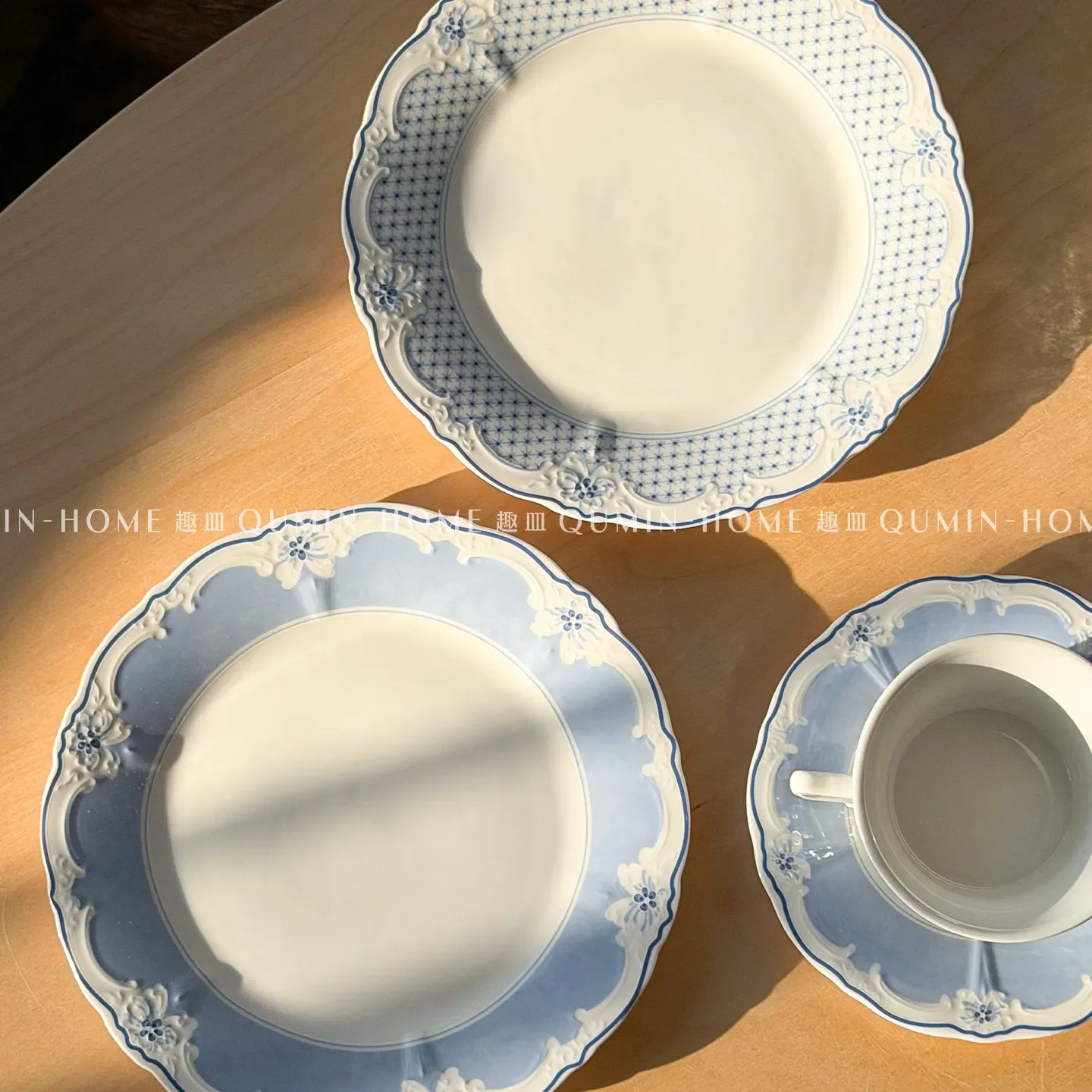 nordic-blue-ceramic-tablewares-retro-color-blocking-multi-functional-western-dinner-plate-exquisite-household-dessert-plates
