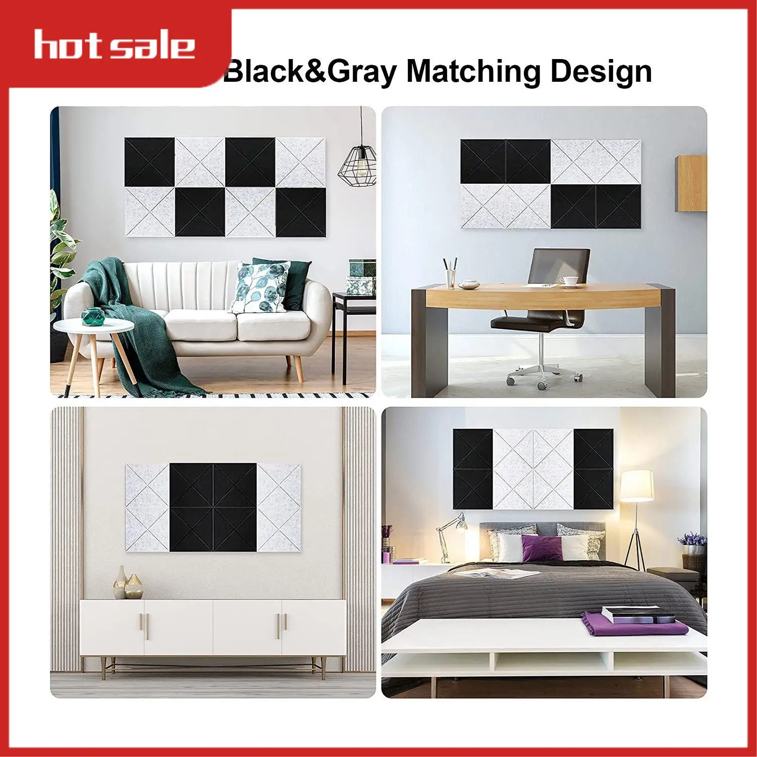 

AC22-8 Pack Acoustic Panels Self-Adhesive Acoustic Foam Panels 12Inch X 12Inch X 0.4Inch Polyester Decorative