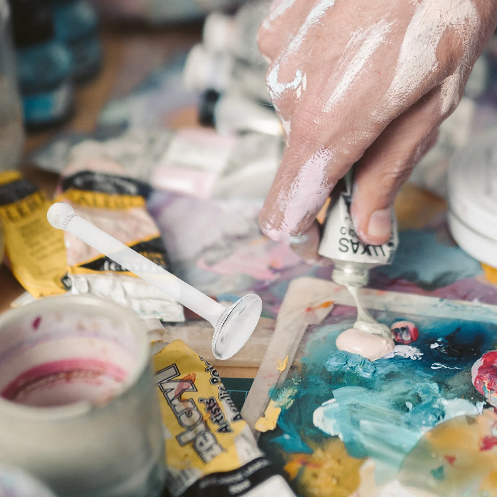 

Manual Crystal Glass Muller Pigment Grinding Pestle Tool Paint Mixing Rod Artist Oil Watercolor Grinding Tool Paint Muller